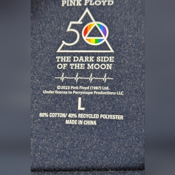 Pink Floyd 50 Year Anniversary Issued Tee Shirt Blue T-shirt Iconic Prism Large - Picture 2 of 6